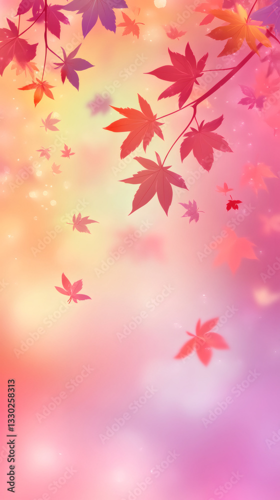 Aufkleber maple leaves drifting gracefully from branches, creating a vibrant and colorful autumn scene filled 
