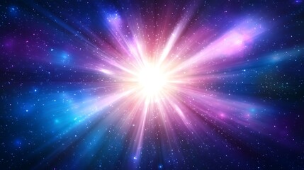 Fototapeta premium Cosmic explosion of light in a dark galaxy space