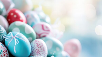 Colorful Easter Eggs in Pastel Shades: Celebrate Spring with Festive Decor and Hand-Painted Designs for Joyful Family Gatherings