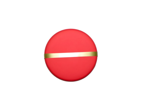 Red round badge with gold ribbon on transparent background