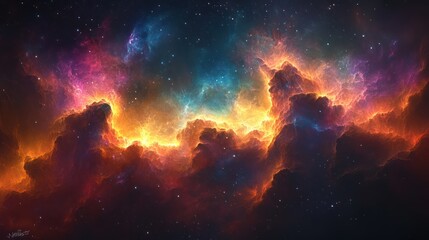 Obraz premium Fantasy spaceship traveling through a beautiful cosmic nebula