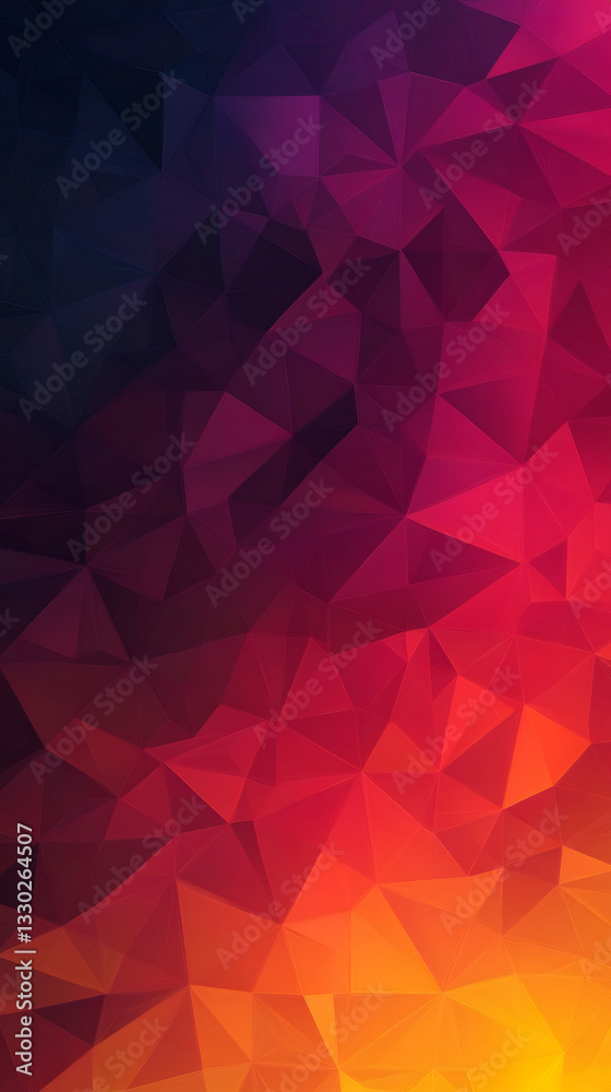 Aufkleber Geometric background with triangles creating a gradient from dark violet to orange, perfect for websites, presentations or graphic designs
