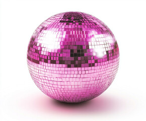 Reflective pink mirror ball for party decoration and dance floor lighting

