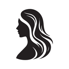 Beauty long hair girl silhouette logo icon vector
