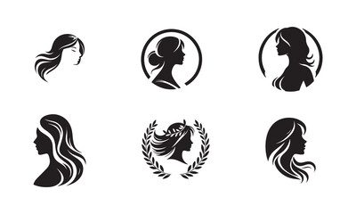 Hair style icons set with tribal and nature-inspired designs