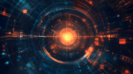 Fototapeta premium Abstract Digital Tunnel Futuristic Technology Background