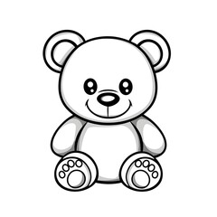 Fototapeta premium Cheerful Teddy Bear: A delightful monochrome illustration of a classic teddy bear, designed with endearing features and a welcoming smile. This image evokes a sense of comfort, nostalgia.