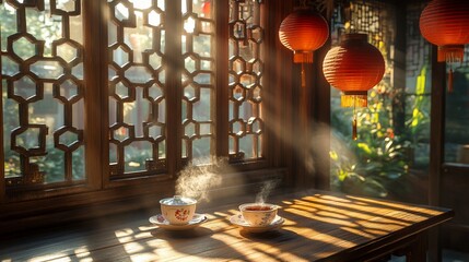 Morning tea in a traditional Chinese teahouse