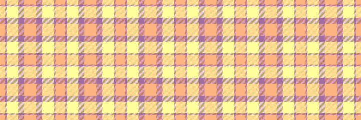 Empty texture textile fabric, handmade pattern background plaid. Paisley vector seamless check tartan in yellow and orange colors.