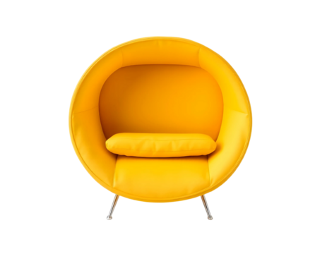 Yellow armchair isolated on a transparent background