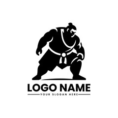 Fototapeta premium Traditional sumo wrestler in a powerful stance, Japanese fighter emblem design for martial arts and cultural branding