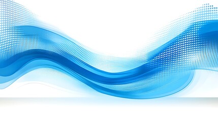 Obraz premium Abstract blue waves with halftone textures and gradients create flow