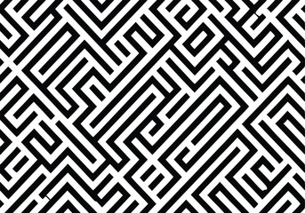 Abstract Black White Geometric Maze Pattern Design Texture
