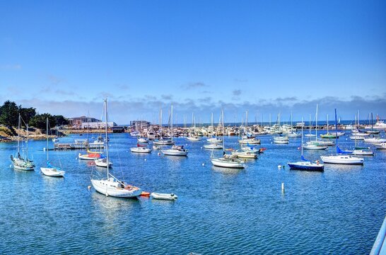 Boats Moored at Monterey Bay California.