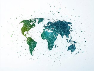 Obraz premium Colorful world map illustration with splashes, representing global connectivity and geography.