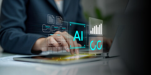 Businesspeople employ artificial intelligence (AI) in document management systems, online documentation databases, and digital file storage systems or software to efficiently archive firm data