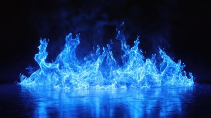 Fototapeta premium Vibrant blue flames against a dark background