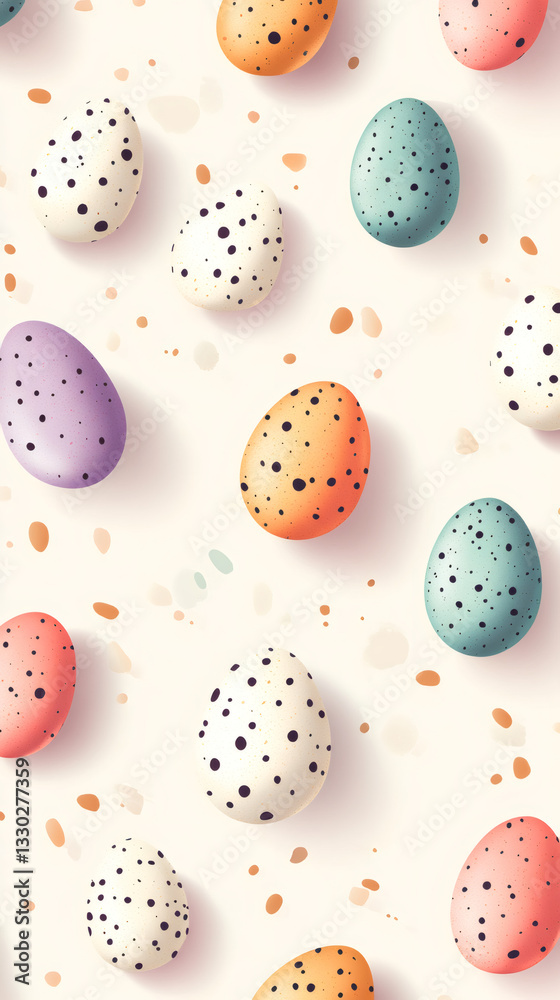 Aufkleber Seamless pattern of colorful easter eggs with black dots, creating a joyful and celebratory atmosphere