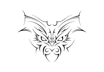 Obraz premium Tribal Tiger Head Tattoo Design – Black and White Vector Illustration with Bold and Intricate Patterns