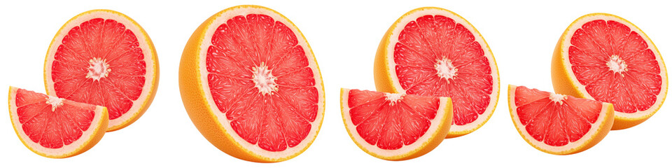 Angled View of Grapefruit Half and Slice, Cut Out Set