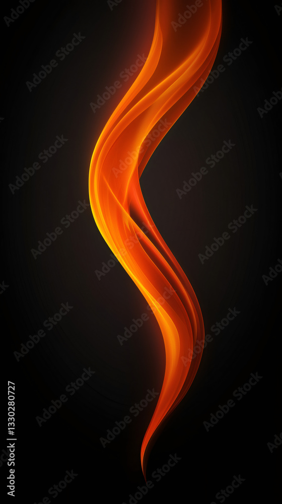 Poster swirling orange flames create an abstract and elegant design against a deep black background, radiat
