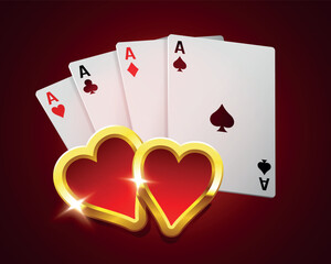 Cards fan with card suits icon. Vector clipart.