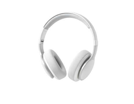 Realistic 3d White Headphones Isolated on Transparent Background