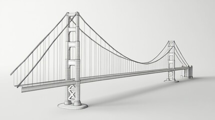 Golden Gate Bridge 3D Outline Icon
