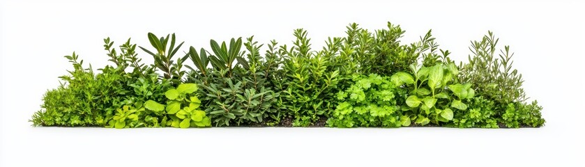 Fototapeta premium Vibrant Diverse Ecosystem of Green Plants and Shrubs for Natural Aesthetic Design