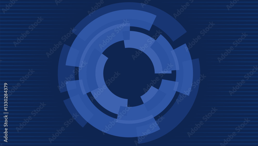 Poster futuristic digital interface with circular background. abstract background in various shades of blue