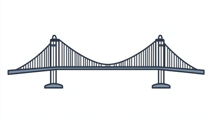 Thin Line Icon of a Bridge Isolated on White

