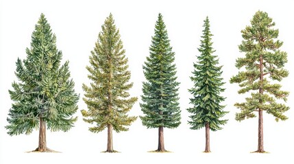 Obraz premium Collection of Different Forest Elements Featuring Various Tree Types and Their Unique Characteristics