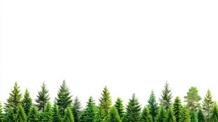 Fototapeta premium Lush Green Forest with Various Tree Types Against a Bright White Background
