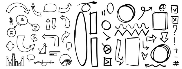 Brush line shape background abstract texture paint set. Hand drawn sketch doodle scribble brush...
