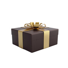 A Luxurious Brown Gift Box with a Golden Bow Awaiting Unwrapping Exciting Surprise
