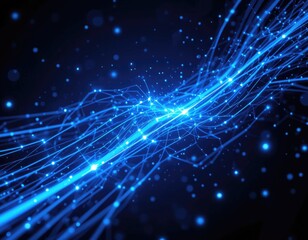 Fototapeta premium Abstract Blue Light Network Data Stream Futuristic Technology Background