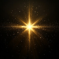 abstract star background Golden Starburst on Dark Background