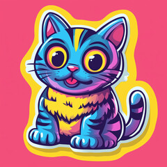 Obraz premium funny fat cat in sticker line style