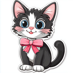 Fototapeta premium black cat with bow