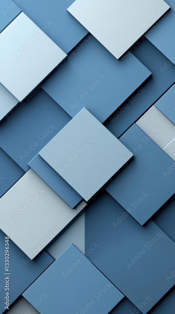 Aufkleber Modern abstract background with overlapping rotated squares creating a stylish geometric design in shades of blue