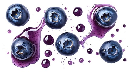 Blueberries jam spots drops and lines isolated
