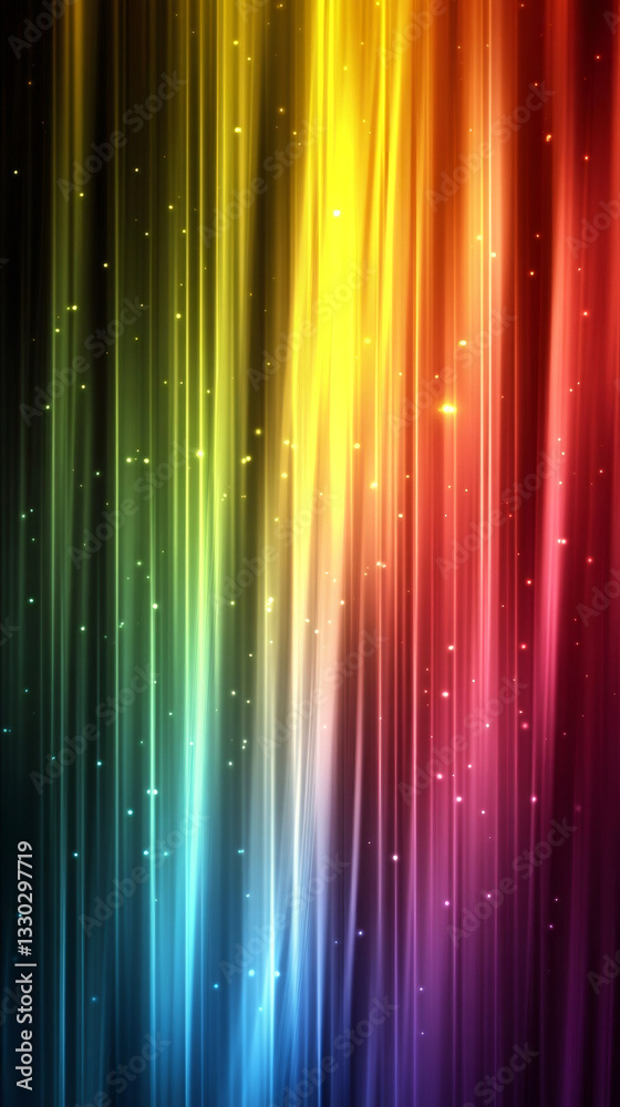 Poster Vertical stripes of rainbow colors creating a vibrant and dynamic backdrop, ideal for digital art and design projects