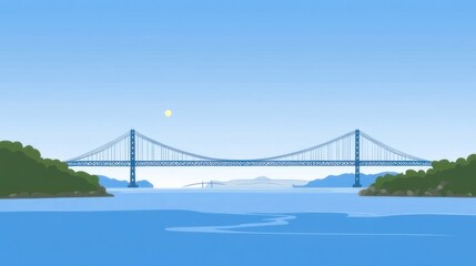 Fototapeta premium A tranquil vista of a cable-stayed bridge spanning a body of water