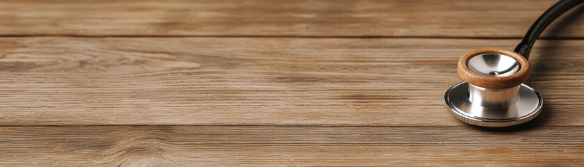 Traditional Medicine Concept with Old-Fashioned Stethoscope on Wooden Table Surface