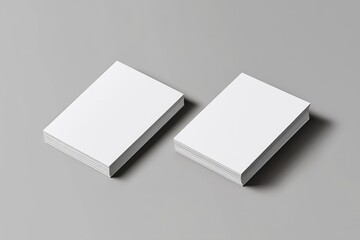 Two stacks of blank business cards on a neutral background, perfect for branding mockups and design presentations. Ideal for corporate identity, business marketing, professional stationery showcase