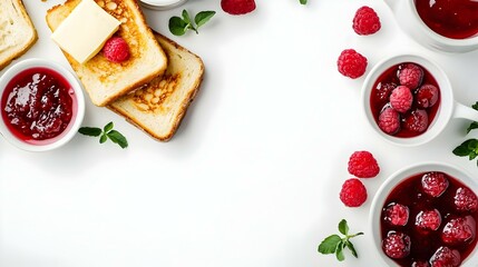 raspberry jam butter and toast close