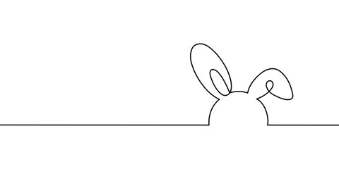 Easter bunny one line vector illustration. Continuous one line drawing of a rabbit on a white background.