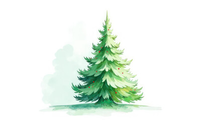 Fototapeta premium christmas fir tree in watercolor on white background