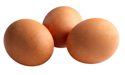 Trio of Fresh Brown Eggs with Natural Speckled Texture and Smooth Rounded Shape