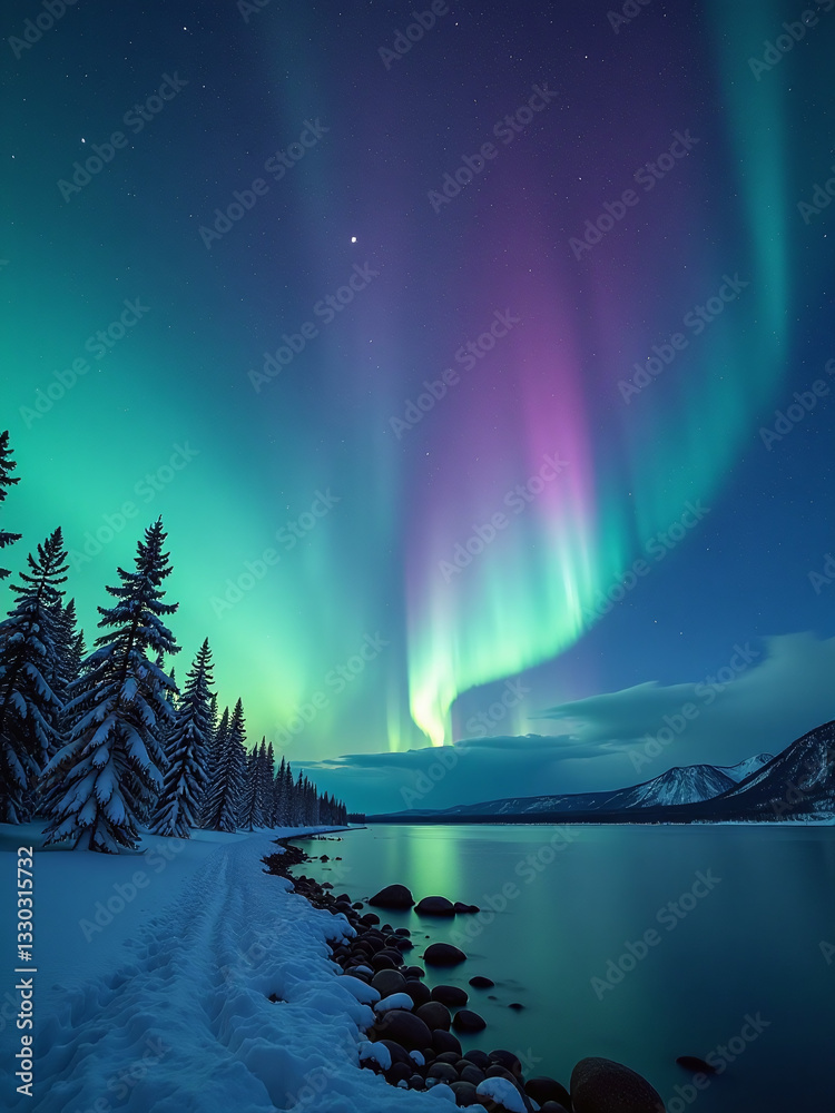 Poster the aurora is a breathtaking light show created by the interaction of solar particles and cosmic mov